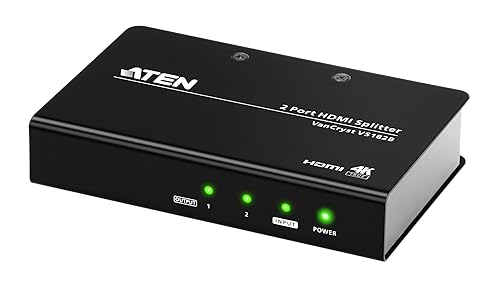 Aten Technologies - VS182B - Aten 2-Port True 4K HDMI Splitter - 4096 x 2160-49.21 ft Maximum Operating Distance - HDMI in - HDMI Out - Metal