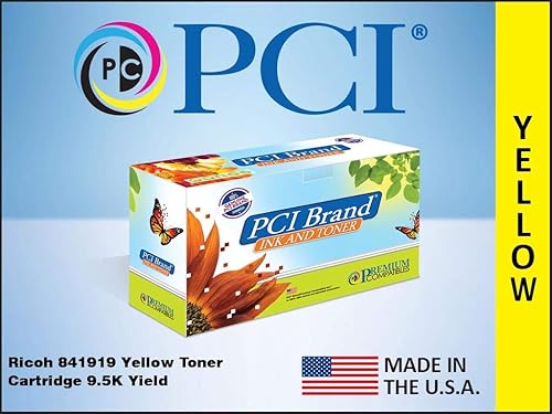 PCI Brand Compatible Toner Cartridge Replacement for Ricoh 841919 Yellow Toner Cartridge 9.5K