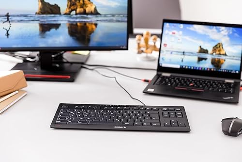 CHERRY Stream Keyboard TKL Wired USB TenKeyLess Compact Version without Number Pad. Silent Keystroke. Ideal for Office and Industrial Use. Compact Black