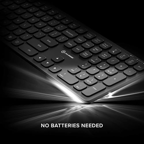 Alogic Echelon USB-C Rechargeable Wireless Mouse and Keyboard for Windows | Wireless Keyboard & Mouse | Designed for The Modern Office | Windows | Black