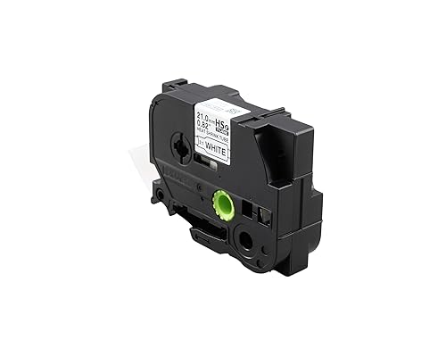 Brother HSe251E 21mm (0.82in) Black on White 3:1 Heat Shrink Tube