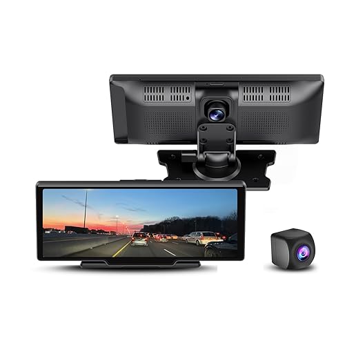 GekoGear Orbit C120 Portable Carplay & Android Auto with 1080P Backup Camera, 10.3 Inch HD IPS Touch Screen Carplay with 1080p Backup Camera, Car Audio Receivers with GPS Navigation, Bluetooth