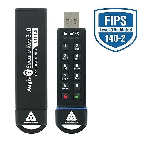 Apricorn Aegis Secure Key 30 GB FIPS 140-2 Level 3 Validated 256-bit Encryption USB 3.0 Flash Drive (ASK3-30GB)