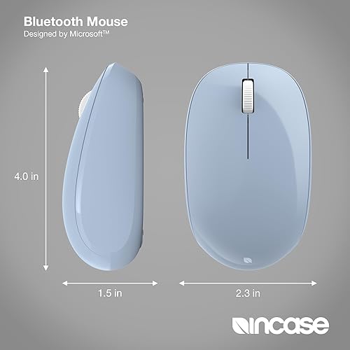 Incase Bluetooth Mouse - Designed by Microsoft - Compact, Comfortable, Right/Left Hand Use, 4-Way Scroll Wheel, Wireless Bluetooth Mouse for PC/Laptop/Desktop, Mac/Windows Computer (Pastel Blue)