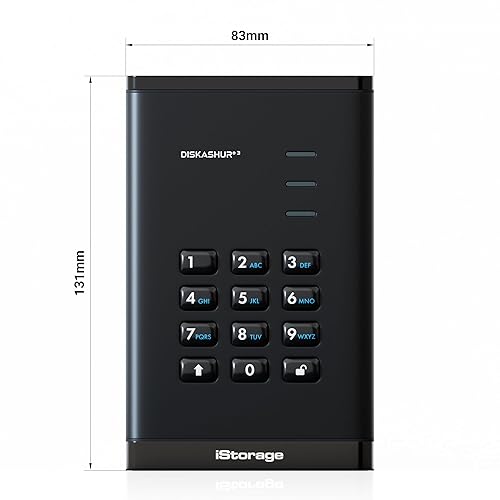 iStorage diskAshur3 SSD 4TB Black - Secure portable solid state drive - Password protected - Dust & water resistant - Hardware Encryption