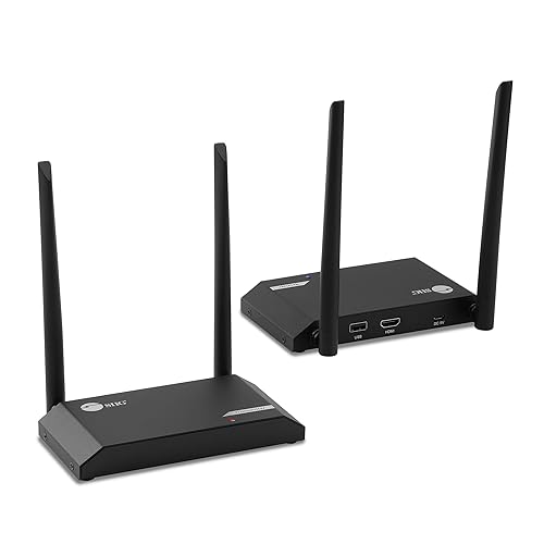 SIIG 1080p Wireless HDMI KVM Extender with 4K@60Hz Loopout - Up to 500 Feet, IR Control, Keyboard and Mouse, Touch Panel Support, USB 2.0 Extension, HDCP 2.2/1.3, Dual Antenna (CE-H26G11-S2)