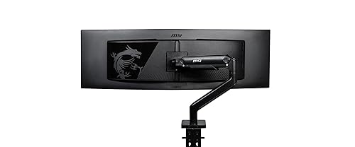 MSI MAG MT201 - Premium Heavy Duty Single Monitor Stand Arm, Supports 17-49 Screens and 44 lbs, VESA Compatible, Adjustable Spring Assisted Mount, Clamp & Grommet, Quick Release Plate - Black