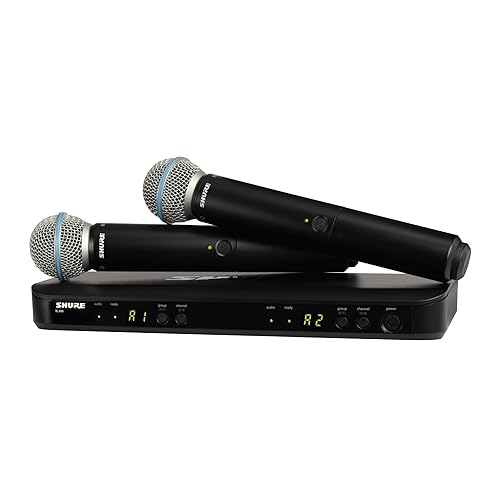 Shure BLX288/B58 UHF Wireless Microphone System - Perfect for Church, Karaoke, Vocals - 14-Hour Battery Life, 100m Range | Includes (2) BETA 58A Handheld Vocal Mics, Dual Channel Receiver | H10 Band H10 Band (542-572 MHz)
