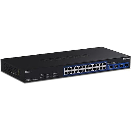 TRENDnet 28-Port Multi-Gig Switch, TEG-S50284, 24 2.5Gb RJ 45 Ports, 4 x 10G SFP+ Ports, NDAA TAA Compliant, Lifetime Protection, 200Gbps Switch Capacity, Rack Mount Ready, Black 24-Port 2.5G | 4-Port 10G SFP+