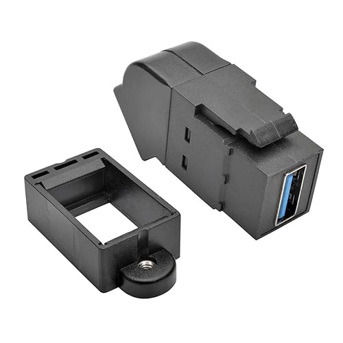 Tripp Lite USB 3.0 Keystone Panel Mount Coupler (F/F), Angled, All-in-One, Black (U325-000-KPA-BK)