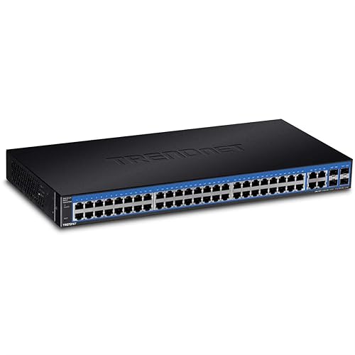 TRENDnet - TEG-524WS - TRENDnet 52-Port Gigabit Web Smart Switch, 48 Gigabit RJ-45 Ports, 4 Shared Gigabit Ports (RJ-45 52-Port Web Smart