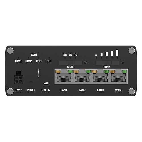 Teltonika RUTX11100400 Model RUTX11 Industrial Cellular Router; Dual SIM; for use with USA Carriers; Comes with US PSU; WI-FI & BT; 4 x Ethernet Ports; Auto Failover; Aluminum Housing