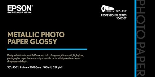 Epson Metallic Photo Inkjet Photo Paper Glossy 36 x 100' Roll S045587