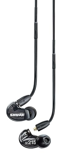 Shure AONIC 215 Wired Sound Isolating Earbuds, Clear Sound, Single Driver, Secure in-Ear Fit, Detachable Cable, Durable Quality, Compatible with Apple & Android Devices - Black
