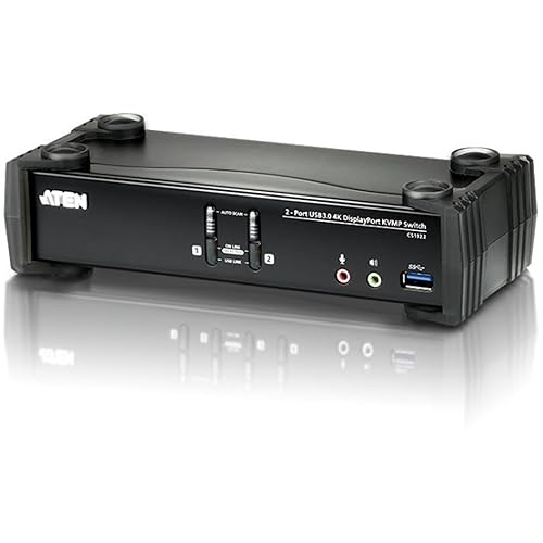 ATEN CS1922 2-Port USB 3.0 4K DisplayPort KVMP Switch (Cables Included) MST DP++ HDMI DVI via DP to HDMI/DVI, DP++ Adapter