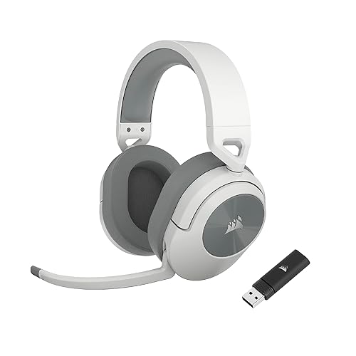 Corsair HS55 Wireless Gaming Headset - Low-Latency 2.4GHz Wireless or Bluetooth®, Dolby® Audio 7.1 Surround Sound, Lightweight, Omni-Directional Microphone, On-Ear Audio Controls - White