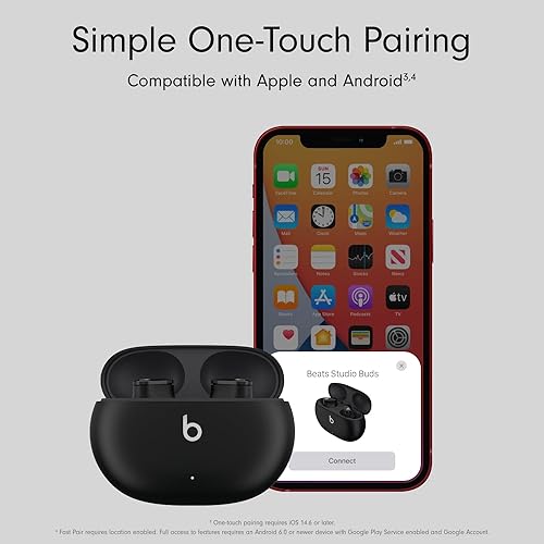 Beats Studio Buds True Wireless Noise Cancelling Earbuds Compatible with Apple & Android, Built-in Microphone, IPX4 Rating, Sweat Resistant Earphones, Class 1 Bluetooth Headphones - Black