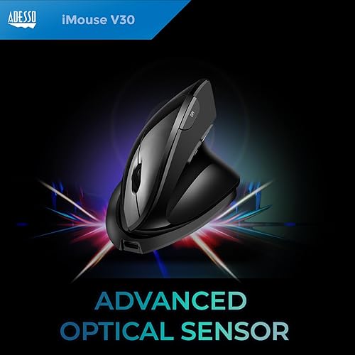 Adesso iMouse V30 Wireless Adjustable Vertical Ergonomic Mouse with Customizable Angles and DPI Switch - Advanced Optical Sensor Technology, Reduces Wrist Strain, 2.4GHz USB Receiver, TAA-Compliant