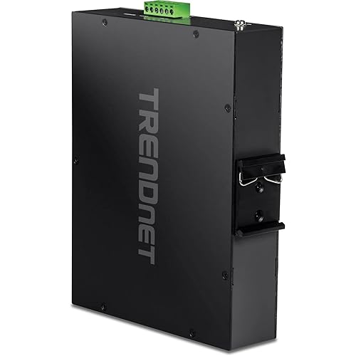 TRENDnet 10-Port Industrial Gigabit PoE+ Switch, Extreme Temperature Range -20° – 65°C (-4° – 149°F), DIN Rail Switch, 50-55V DC, 8 x Gigabit PoE+ Ports, 2 x Gigabit SFP Slots, TI-PGM102, Black