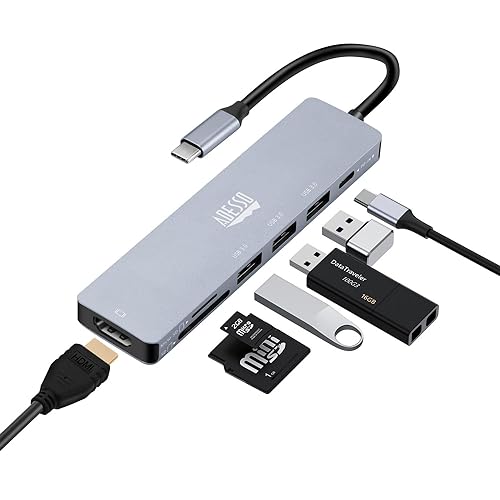 Adesso AUH-4025 7 In 1 Docking Station Usb C To Hdmi Pd 3 Usb A Micro Sd/sd Card Reader