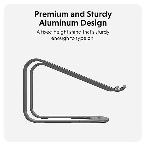Hyperspace Ergonomic Laptop Stand for Desk — Durable Aluminum Laptop Stand for MacBooks & Devices up to 16 — 5.9 Fixed Height for Optimized Comfort & Cooling (Grey)