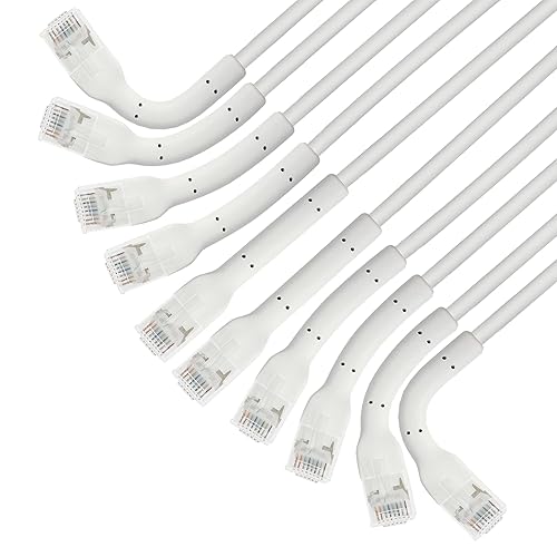 Intellinet FlexiBoot Slim Cat6 Ethernet Network Patch Cable – 10-Pack - 10Gbps & 250MHz, Flexible Bendable Boot, 32AWG Pure Bare Copper Wire, Gold-Plated Contacts - 14ft, White 14 ft Flexible Boot 10 Pack White