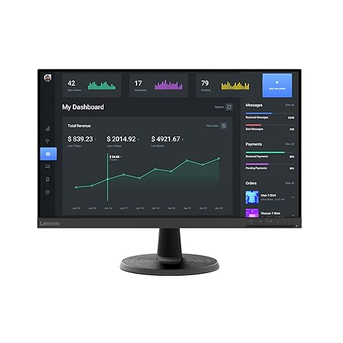 Lenovo D24-40 Monitor, 23.8 FHD Display, Tilt Stand, HDMI and VGA Ports, 75Hz Refresh Rate, AMD FreeSync, 250 nits, Raven Black 24 FHD 75Hz