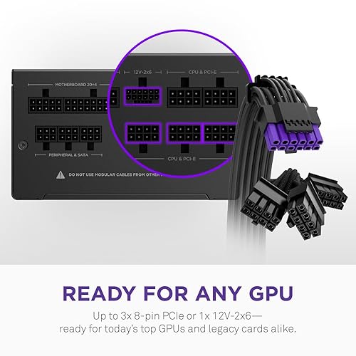 NZXT C850 Gold Core - 850W ATX 3.1 Power Supply - 80 Plus Gold - Cybenetics Platinum - Fully Modular - PCIe 5.1 600W 12V-2x6 - Zero RPM Fan - 105°C Capacitors - Black Black 850W Gold Core Core ATX 3.1