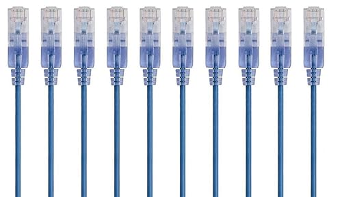Monoprice Cat6A Ethernet Network Patch Cable - 25 Feet - Blue | 10-Pack, 10G - SlimRun Series (133236) Blue 25ft 10 Pack
