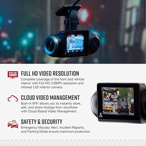 COBRA Smart Dash Cam with Interior Cam (SC 201) - Full HD 1080P Resolution, Built-in WiFi & GPS, 16GB SD Card, 2 Display, Shared Alerts, Incident Reports, Emergency MayDay, Drive Smarter App SC201 Front and Cabin View Dash Cam