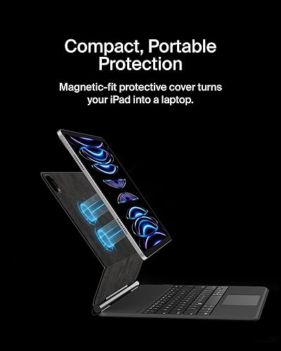 Belkin Pro Keyboard Case w/Magnetic Stand, Backlit Bluetooth Keyboard, Multi-Gesture Controls, Magnetic Apple Pencil Storage Compatibility, & Multimedia Keys for iPad Pro 12.9 - Black