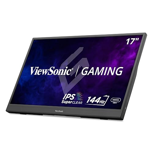 ViewSonic VX1754 17 Inch 1080p IPS Portable Gaming Monitor with 144Hz, AMD FreeSync, 2 Way Powered 60W USB C, Mini HDMI, and Built-in Stand with Protective Cover 17-Inch 144Hz