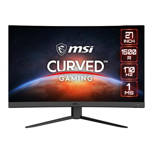 MSI G27CQ4 E2, 27 1500R Curved Gaming Monitor, 2560x1440 (WQHD), VA, 170Hz, 1ms, FreeSync Premium, HDMI, DisplayPort, Height Adjustable
