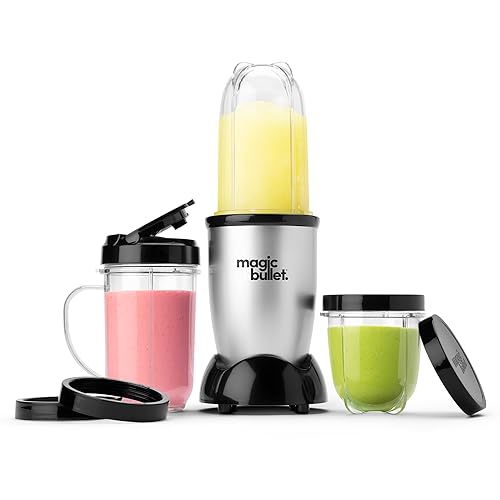 Magic Bullet Blender, Small, Silver, 11 Piece Set 11 Piece Blender Set Silver/Black