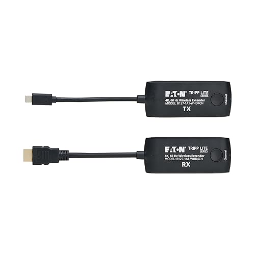 Tripp Lite Series Wireless USB-C to HDMI Transmitter and Receiver, 4K@60Hz Video, 5G IR Extend, HDMI Extender Kit up to 65 Feet / 20 Meters, Plug-and-Play, 1-Year Warranty (B127-1A1-WHD4CH)