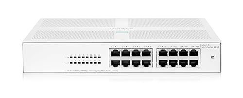 HPE Networking Instant On Switch Series 1430 16-Port Gb Unmanaged Layer 2 Ethernet Switch | 16x 1G | Fan-Less | US Cord (R8R47A#ABA) 16G