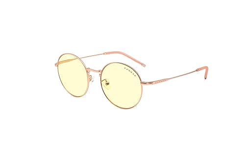 GUNNAR - Premium Gaming & Computer Blue Light Blocking Glasses for Men & Women - Digital Eye Strain Protection - Ellipse Rose Gold and Gold Amber Lens