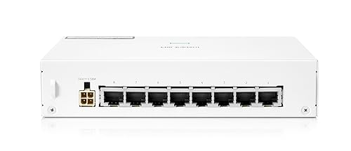 HPE Networking Instant On Switch Series 1430 8-Port Gb Unmanaged Layer 2 Ethernet Switch with PoE | 8X 1G | 8X CL4 PoE (64W) | Fan-Less | US Cord (R8R46A#ABA) 8G PoE 64W