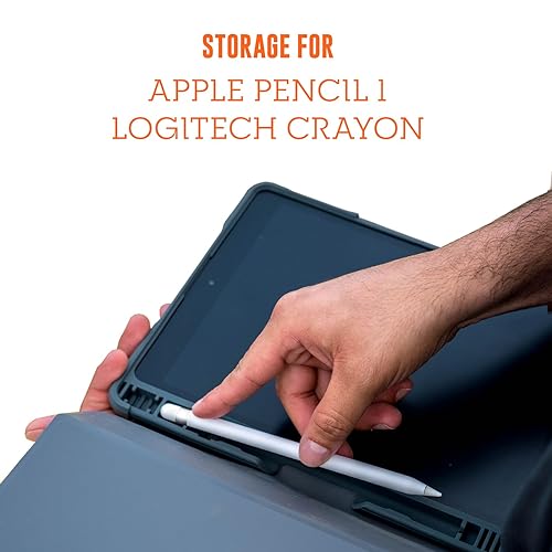 STM Dux Plus Duo iPad Case 7th/8th/9th Gen 10.2-inch ipad case - Maximum Drop Protection and Clear Back, Storage for Apple Pencil or Logitech Crayon with Magnetic Battery Saving On/Off Cover- Black Black iPad 9th/8th/7th Gen