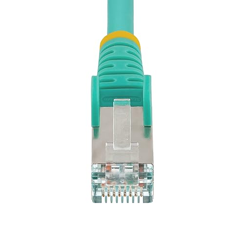 StarTech.com 6in CAT6a Ethernet Cable - Low Smoke Zero Halogen (LSZH) - 10 Gigabit 500MHz 100W PoE RJ45 S/FTP Aqua Network Patch Cord Snagless w/Strain Relief (NLAQ-6IN-CAT6A-PATCH)