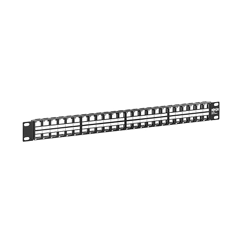 Tripp Lite Blank Unshielded Keystone Patch Panel 48-Port RJ45 - USB, HDMI, RJ45, Cat5e & Cat6 Multimedia Keystone Compatible - 1U Rack Mount, Heavy-Duty Steel, Manufacturer's Warranty (N062-048-KJ)