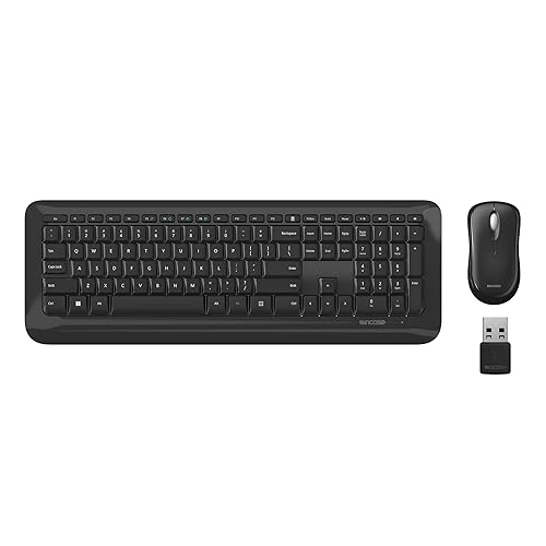 Incase Desktop 850 Keyboard & Mouse Combo – Designed by Microsoft –Wireless Connection, Precision Tracking, Wireless AES 128-Bit Encryption, Windows Shortcut Keys, Ambidextrous Design – Black