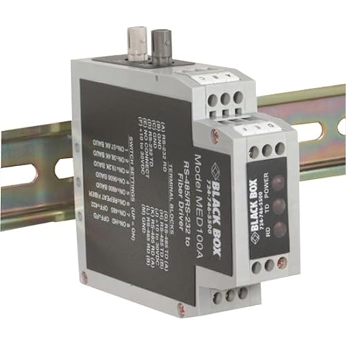 Black Box MED100A DIN Rail RS-232/RS-485 to Fiber Driver