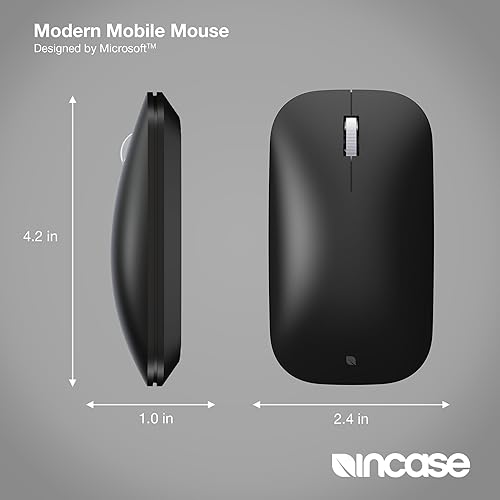 Incase Modern Mobile Mouse – Designed by Microsoft – Lightweight, Precision Navigation, Right/Left Hand Use, Scroll Wheel, BlueTrack Technology, Wireless Bluetooth for Mac/Windows/8/10/11 (Black)