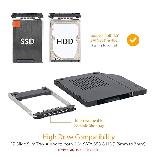 ICY DOCK 2.5 SSD / HDD Hot-Swap SATA Mobile Rack for 9.5mm Ultra Slim CD/DVD-ROM Optical Bay | ToughArmor MB411SPO-2B (Fits 9.5mm Height ODD Slot)