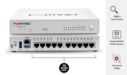 Fortinet FortiGate-70G Firewall for Branch and Small Offices with 3-Year FortiGuard AI-Powered Unified Threat Protection Services (FG-70G-BDL-950-36) 3 Year UTP Protection