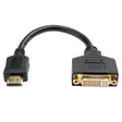 Tripp Lite 8-inch HDMI-M to DVI-D Cable Adapter (M/F), 8-in. (P132-08N) 8" HDDVI Black 08 in DVI-I (F) to HDMI (M)