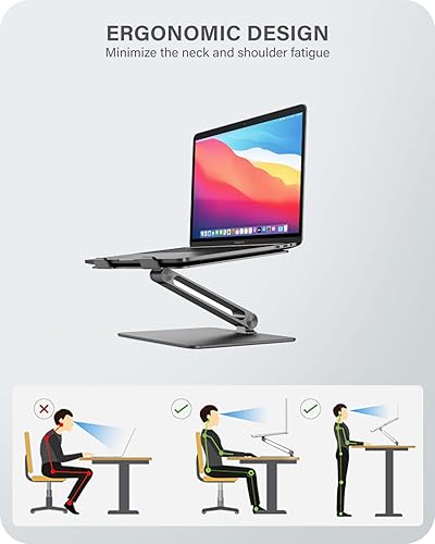 ALOGIC Elite Adjustable Laptop Stand, Ergonomic Riser Aluminium Design, Portable and Sturdy, Compatible with MacBook Pro, MacBook Air, Dell XPS, Chromebook and More.