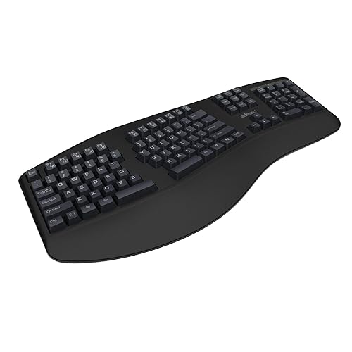 ADESSO EasyTouch 150 Ergonomic Wired Mechanical Keyboard with Cherry MX Brown Switches, Integrated Palm Rest, Dedicated Copilot AI Hotkey, Full-Sized Layout with Numeric Pad for Comfortable Typing