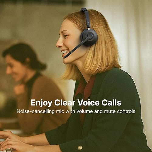 Creative Chat Wireless On-Ear Headset with Noise-Cancelling Boom Mic, USB dongle, Playback and Calls Control, Mic Mute Button for PC/Mac/Mobile Devices